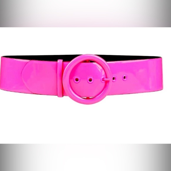Roberto Cavalli patent leather Barbie pink neon wide waist belt adjustable - Picture 1 of 10